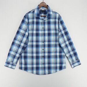 Mizzen+Main Leeward Shirt Mens XL Trim Blue Plaid Long Sleeve Button Up